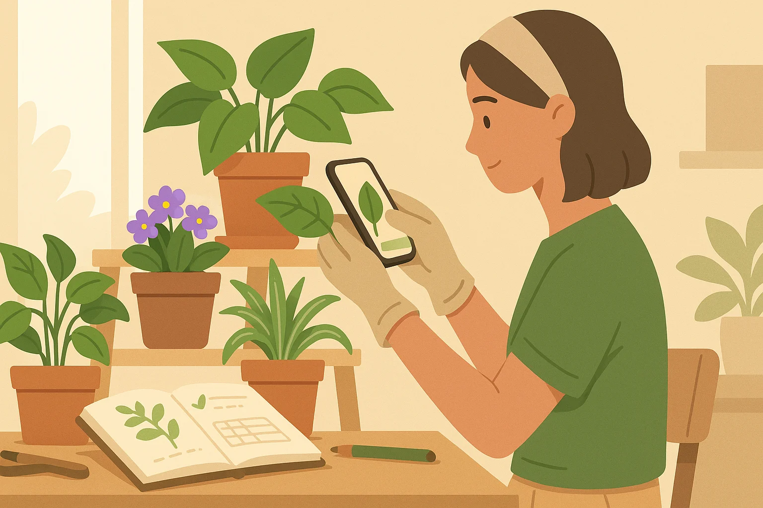 A beginner botanist learns about plants she sees.